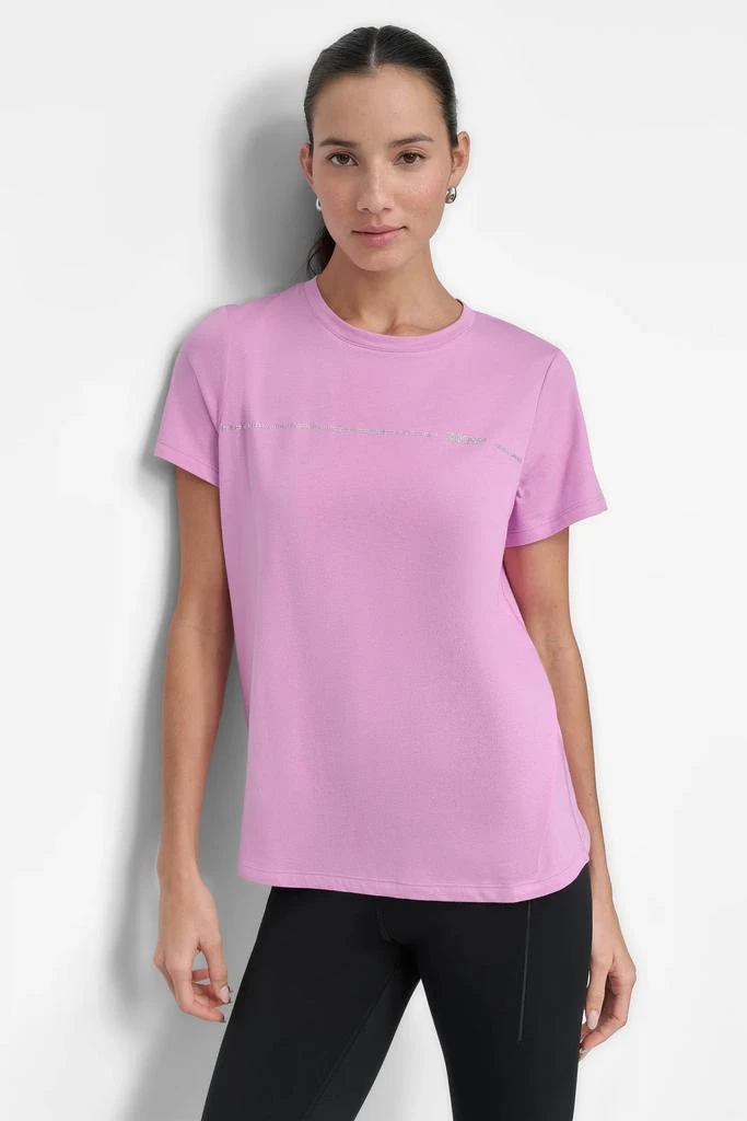 DKNY RHINESTONE STRIPE LOGO CREW NECK TEE 1