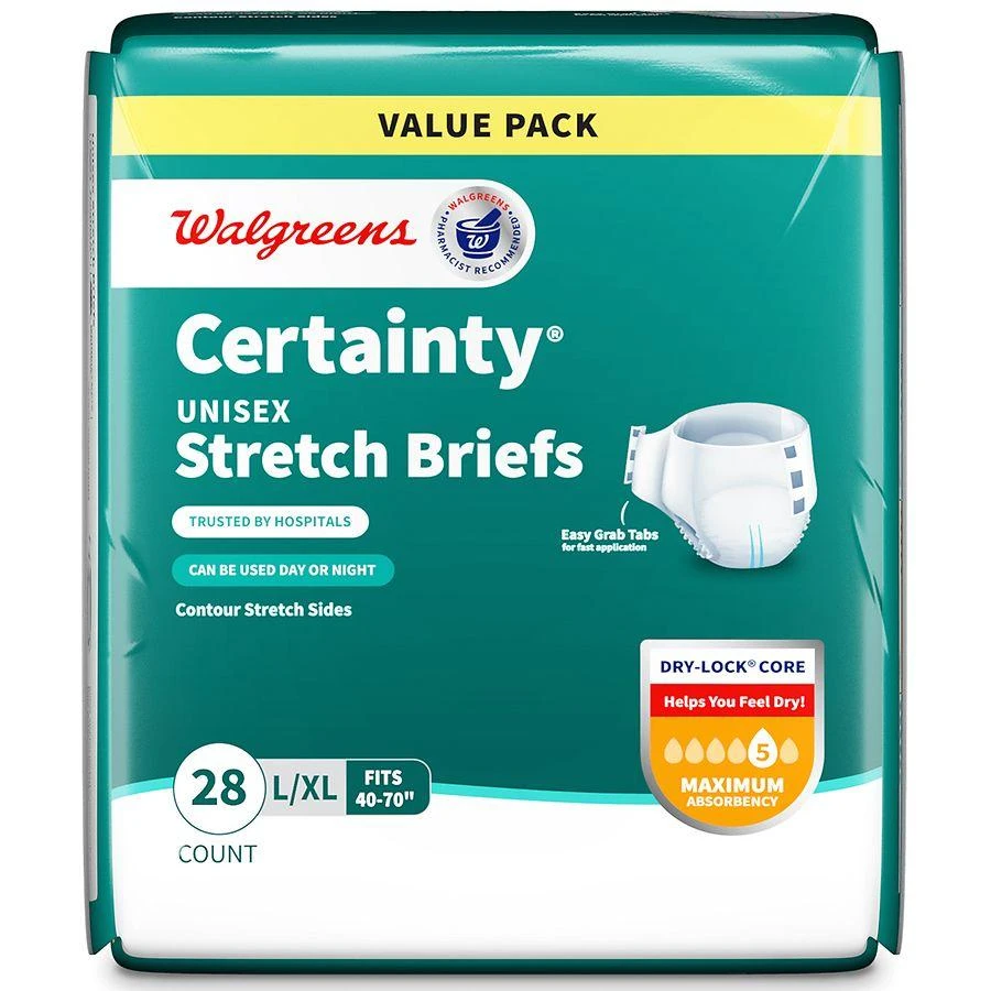 Walgreens Certainty Adult Incontinence Stretch Briefs with Tabs Large/X-Large 3