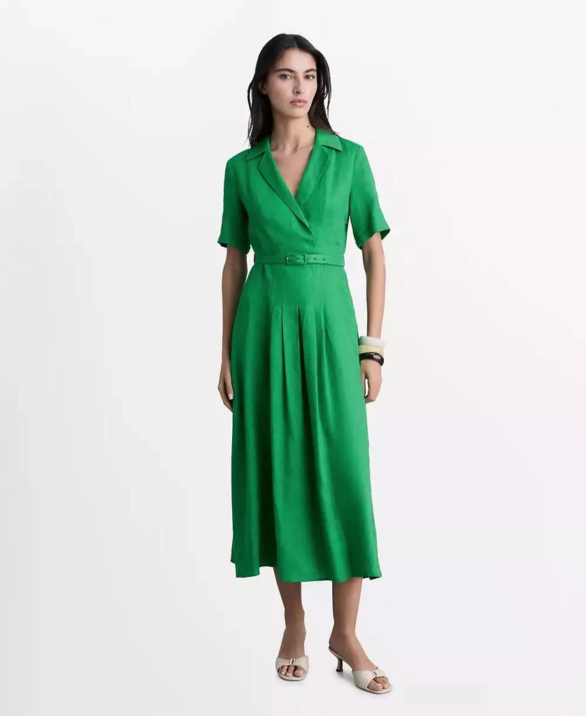 Mango Women's Belt Linen Dress 1