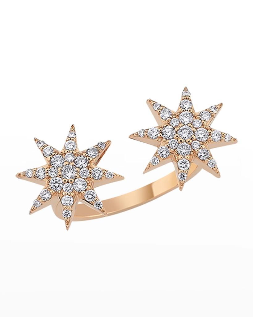 Bee Goddess Venus Star 14k Diamond Split Ring, Size 7