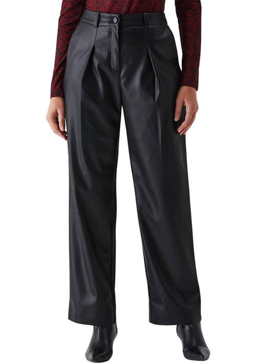 Rafaella Vegan Leather Wide Leg Pleated Pants