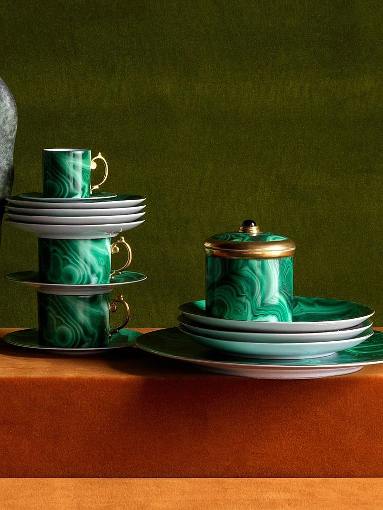 L'Objet Malachite 24K Gold & Porcelain Charger & Cake Plate 2