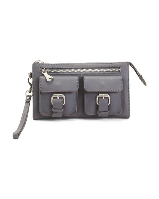 AIMEE Leather Saddle Up Wrisltet Clutch