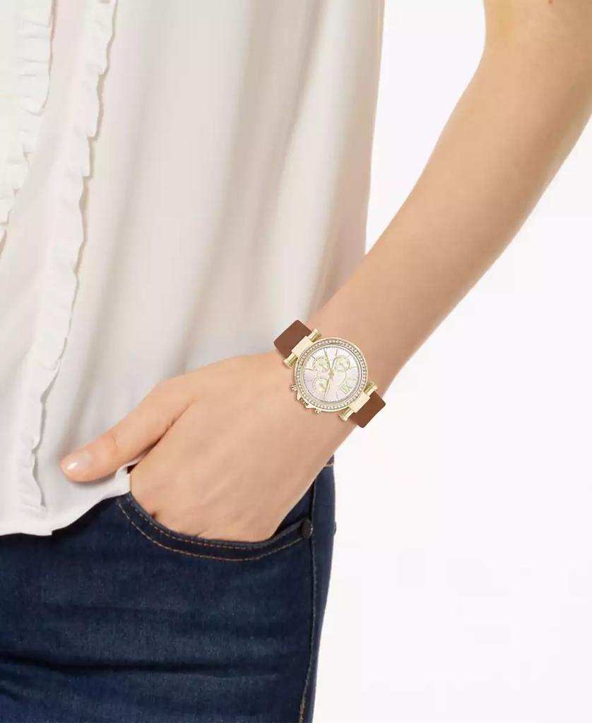 Jessica Carlyle Women's Cognac Leather Strap Watch 36mm Gift Set