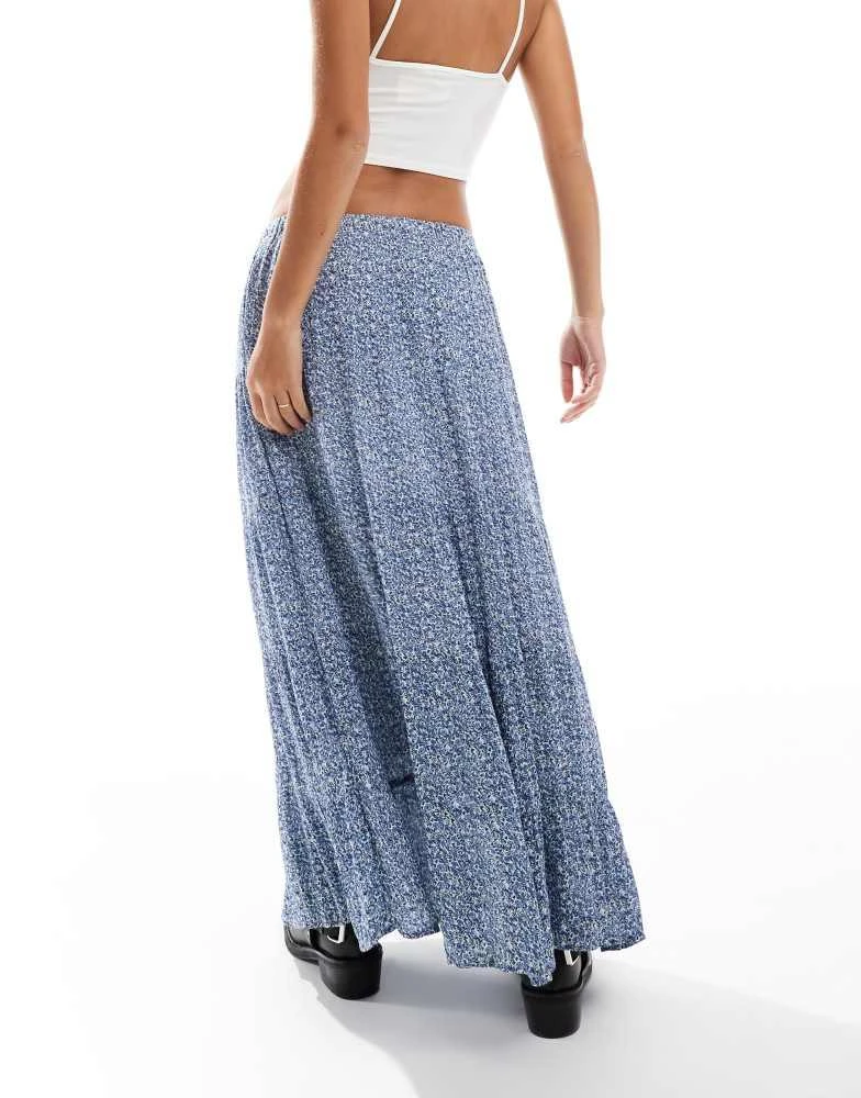 HOLLISTER Hollister tiered floral maxi skirt in blue 2