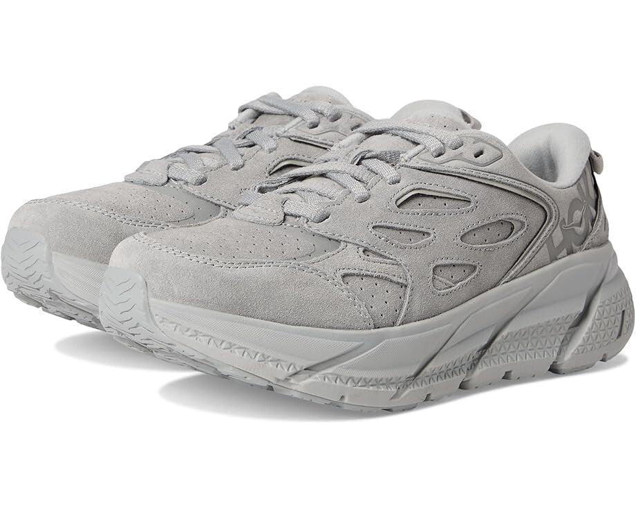 Hoka One One Clifton L Suede 1122571-LLTN Mens US 9 Gray Running Shoes GBNC1010