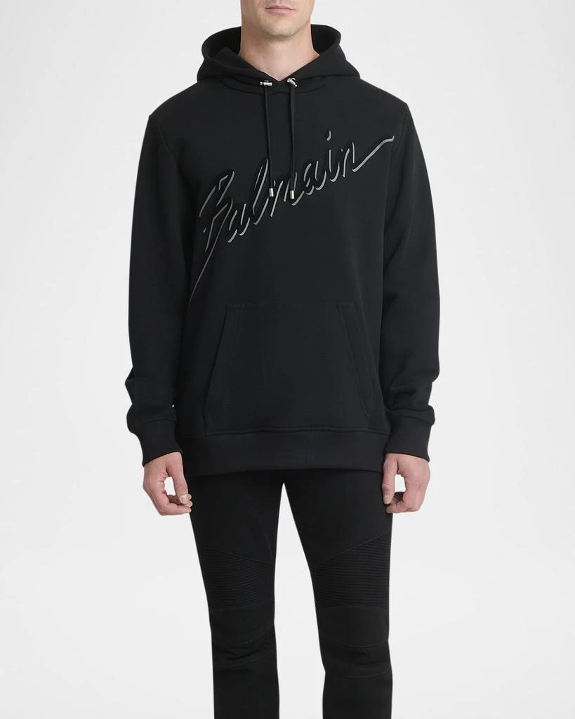 Balmain Men's Flocked Script Hoodie 2