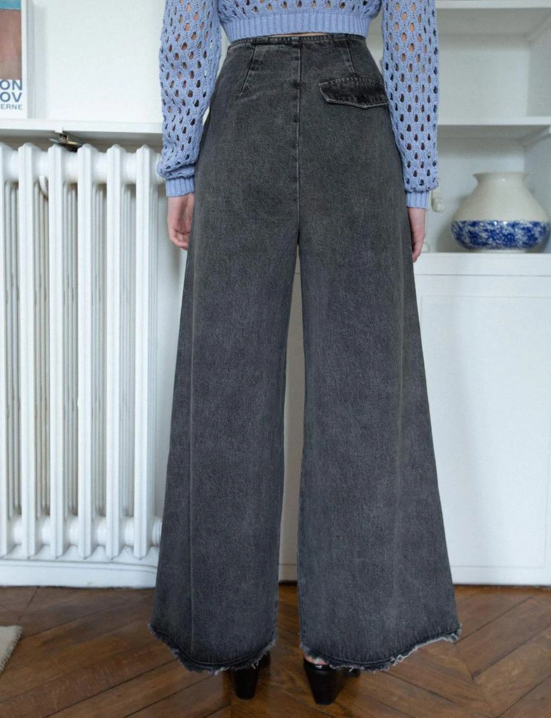 Pixie Market Washed Black Wide-Leg Jeans 4