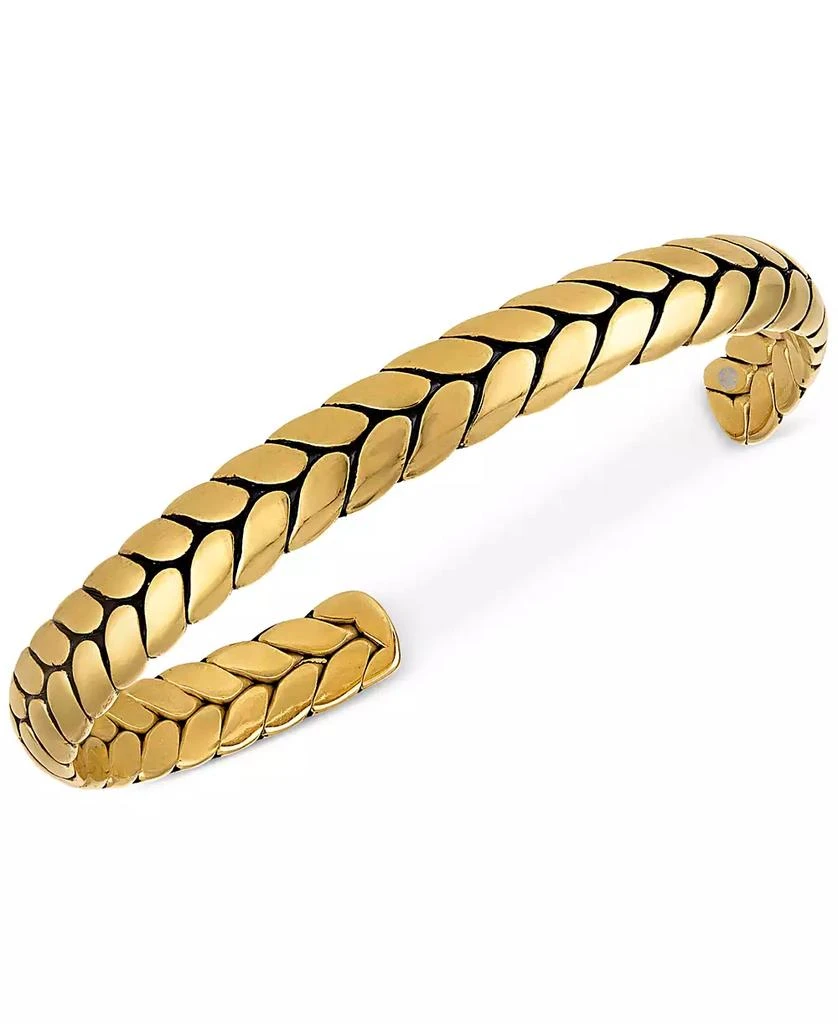 Esquire Men's Jewelry Woven Style Cuff Bangle Bracelet in Gold-Tone Ion Plated Stainless Steel, Exclusively at Macy's 1