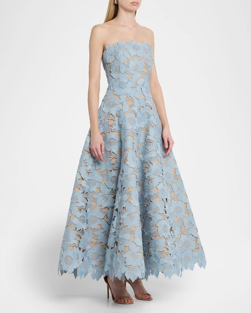 Oscar de la Renta Strapless Peony Guipure Gown 4