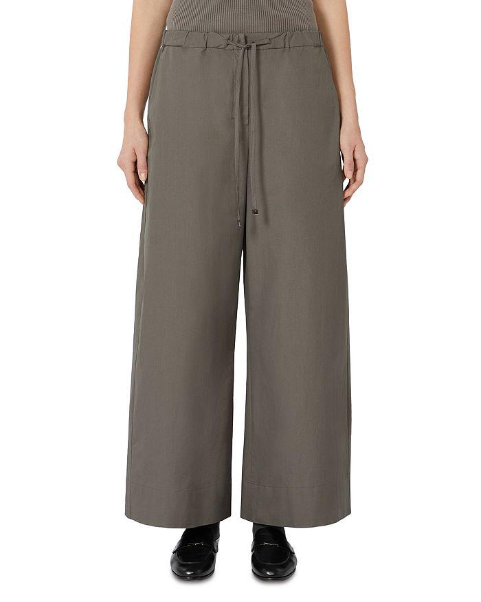 パンツ MAX MARA VERBANO CROPPED WOOL PANT Black Verbano cropped pleated wool-blend straight-leg pants