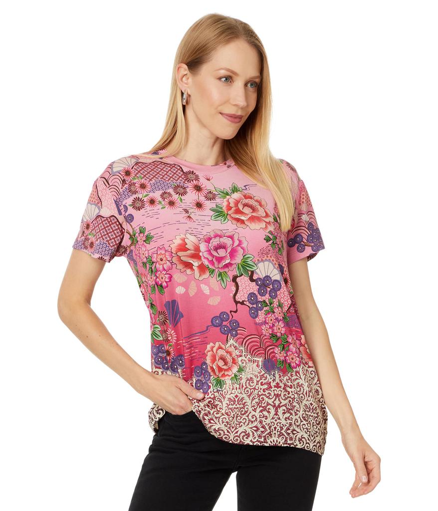 Johnny Was Loose Fit Tee- Pink Lace