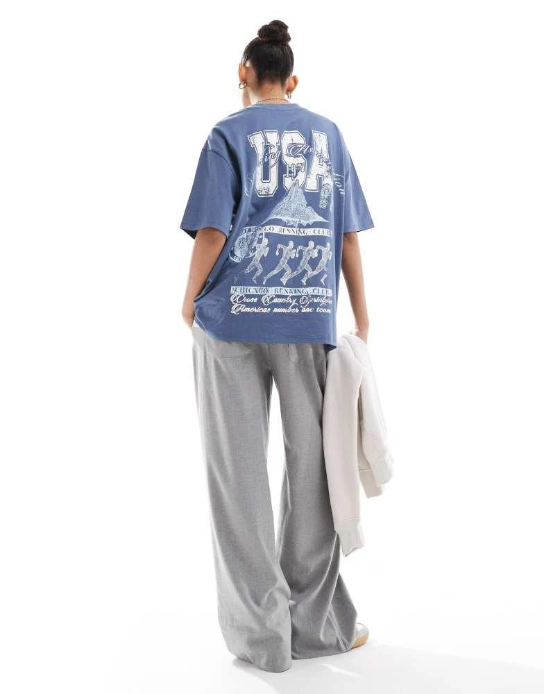 ASOS ASOS DESIGN oversized t-shirt with USA running graphic in navy 4