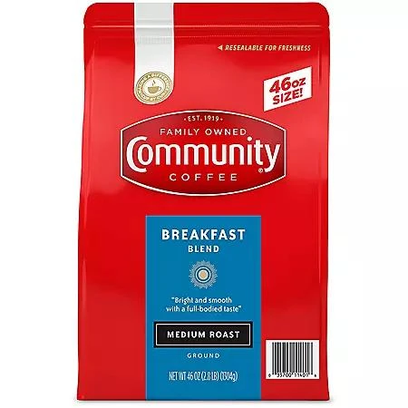 Community Coffee Community Coffee Medium Roast Ground Coffee, Breakfast Blend, 46 oz. 1