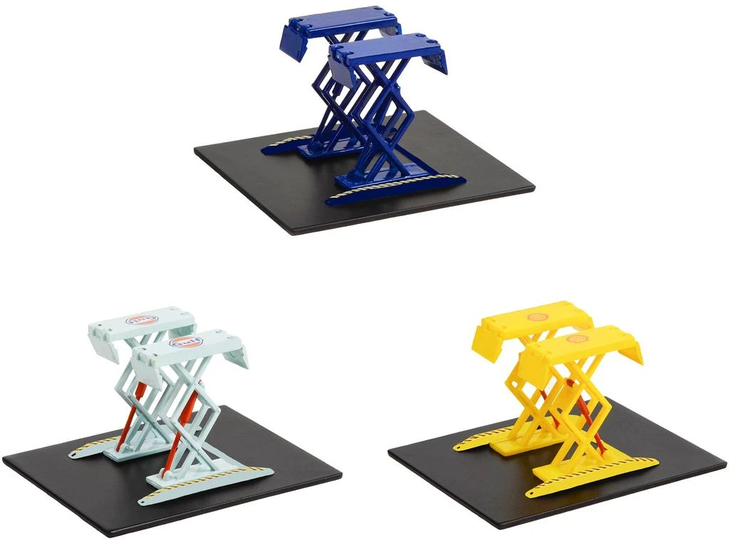 Diecast Model Greenlight Automotive "Double Scissor Lifts" Set of 3 pieces Series 1 1/64 Diecast Models by Greenlight 1