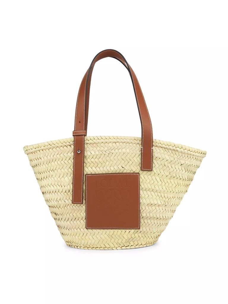 Loewe Medium Leather-Trimmed Woven Basket Bag 1