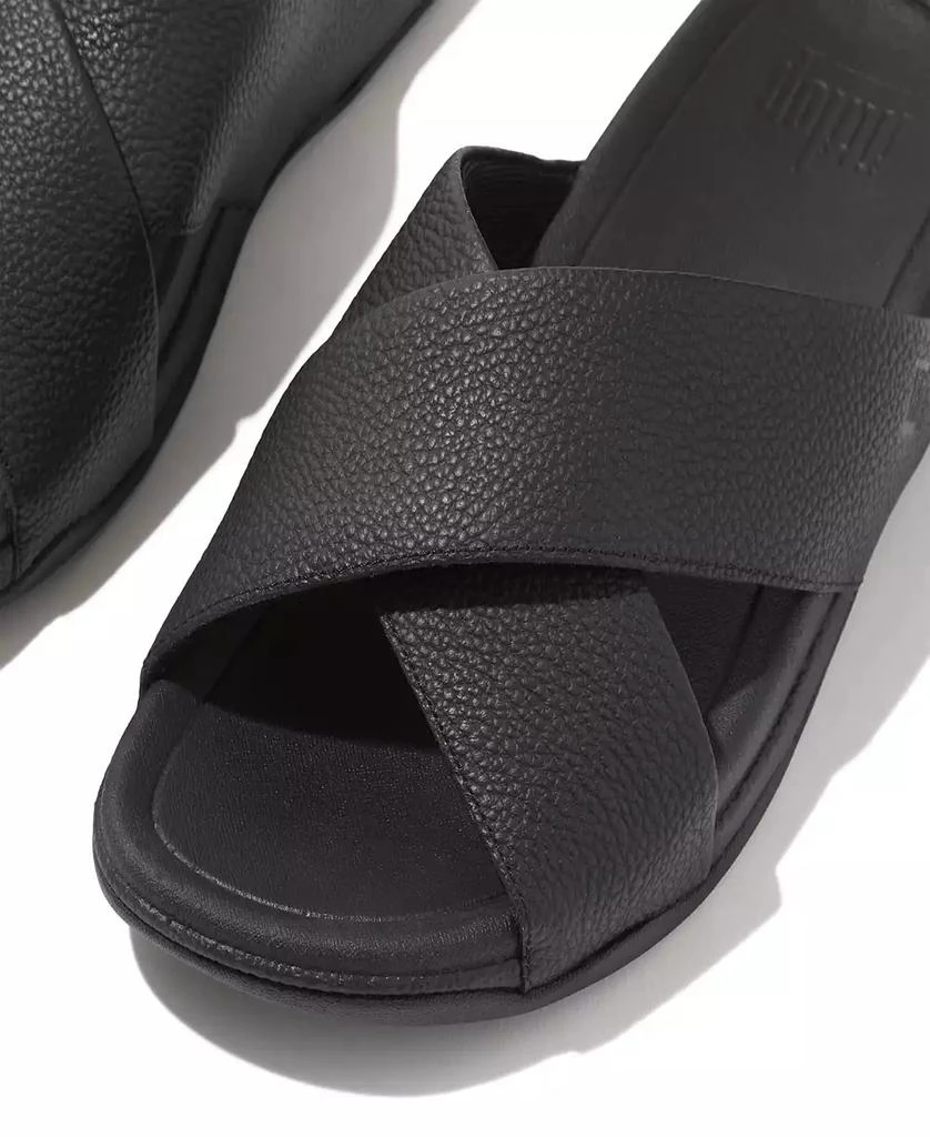 FitFlop Men's Tumbled-Leather Cross Slides 4