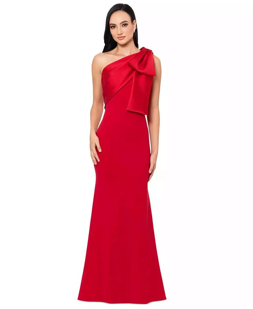 Betsy & Adam Women's Bow-Trimmed One-Shoulder Gown - Dresses & Skirts - Free Shipping - BeyondStyle Betsy & Adam Women's Bow-Trimmed One-Shoulder Gown - Dresses & Skirts - Free Shipping - BeyondStyle