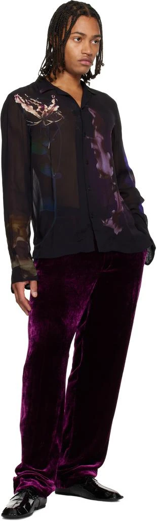Dries Van Noten Purple Silk Velvet Trousers 4