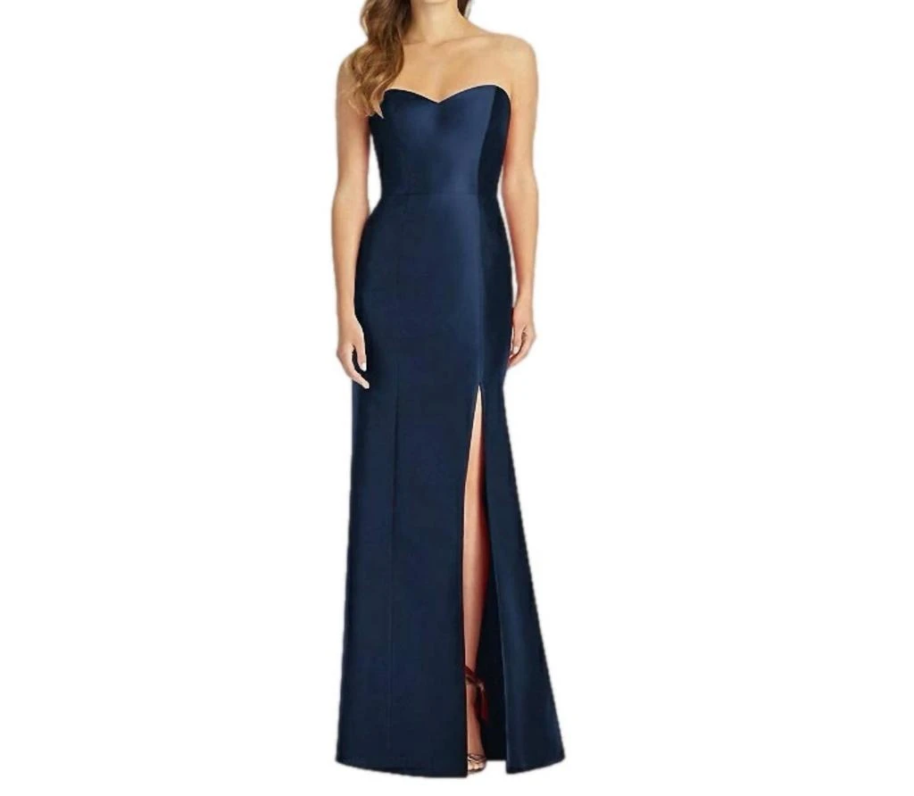Alfred Sung Alfred Sung - Strapless Satin Slit Trumpet Gown 1