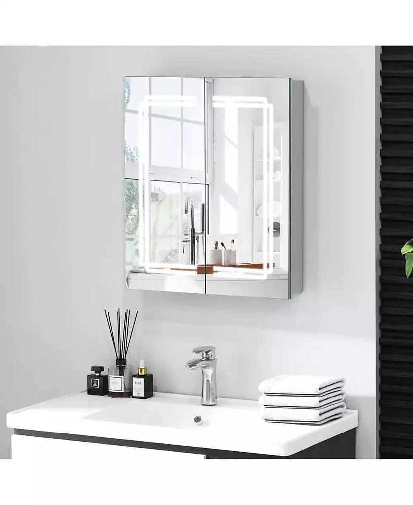 Gymax 23.5 x 27.5 Inch Bathroom Medicine Cabinet w/ Mirror LED Lighted Mirror Cabinet 2