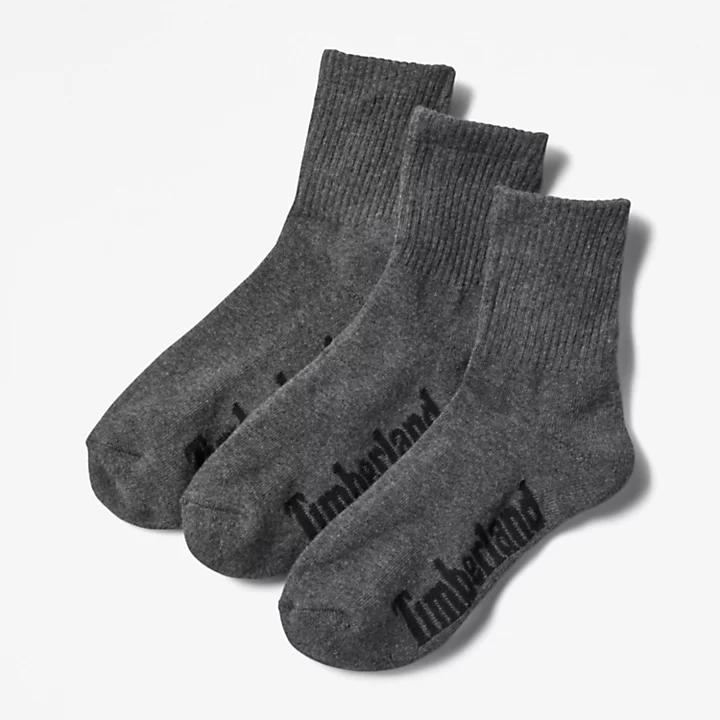 Timberland Three Pack Stratham Core Sport Socks for Men in Dark Grey