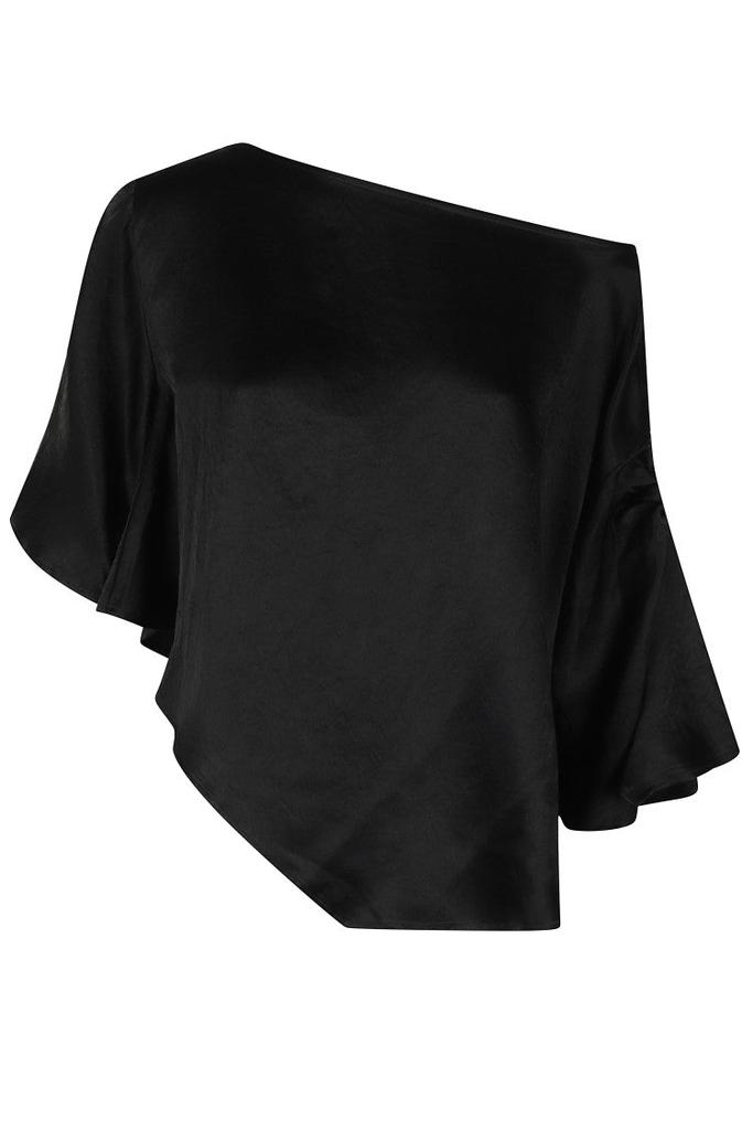 PINKO Black Satin Crinkle Blouse