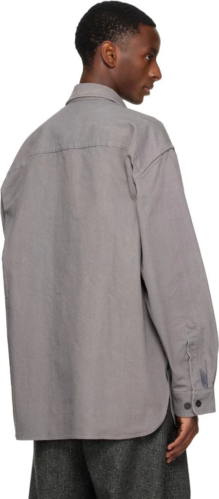 Dries Van Noten Gray Oversized Cotton Shirt 3