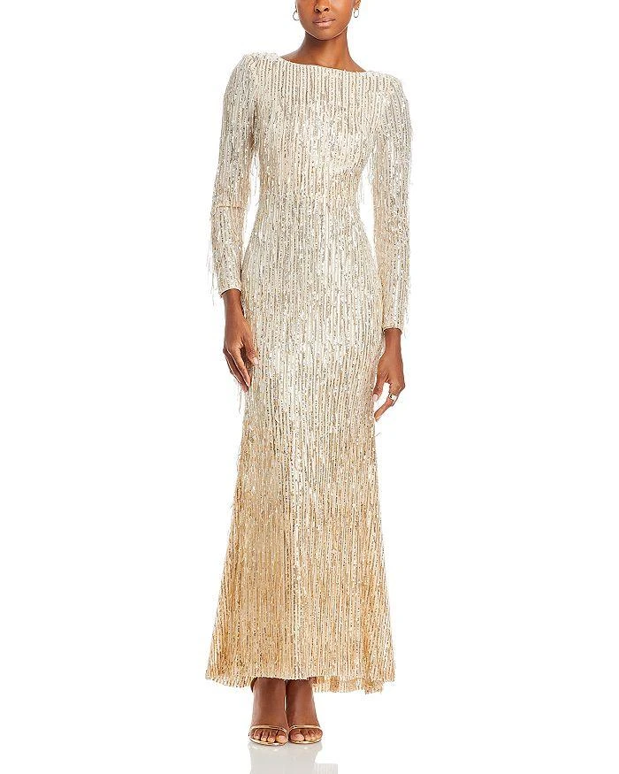 Eliza J Fringe Sequin Gown 1
