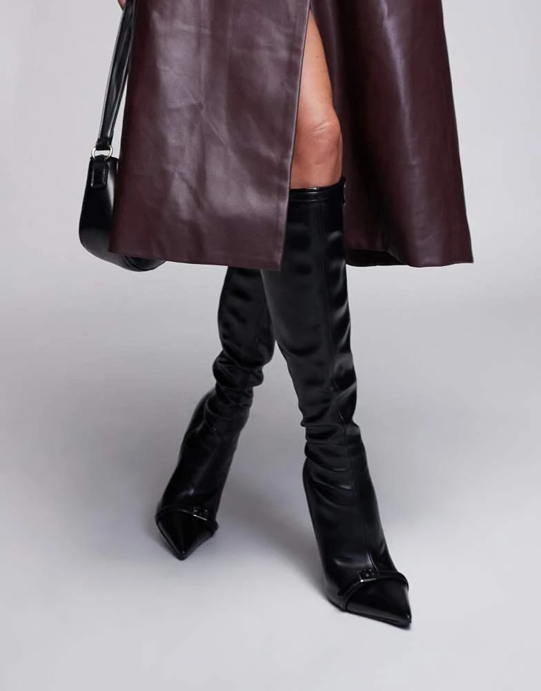 SIMMI Shoes Simmi London Palace Stilleto Pointed knee boot in Black 4