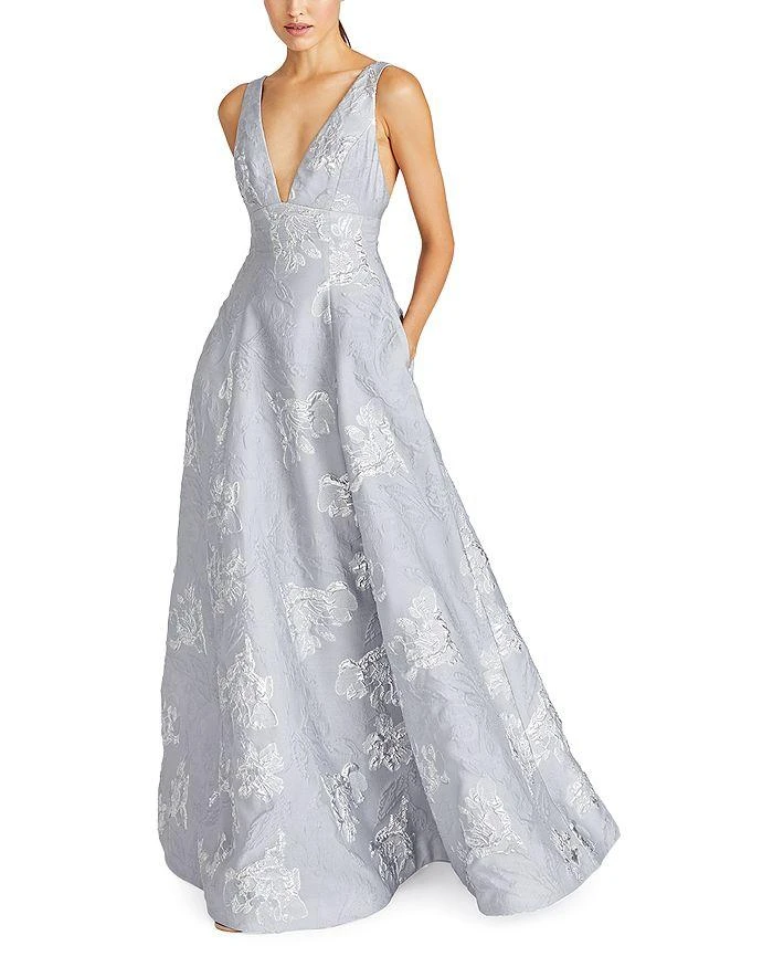 Monique Lhuillier Madeline Jacquard Long Dress 3