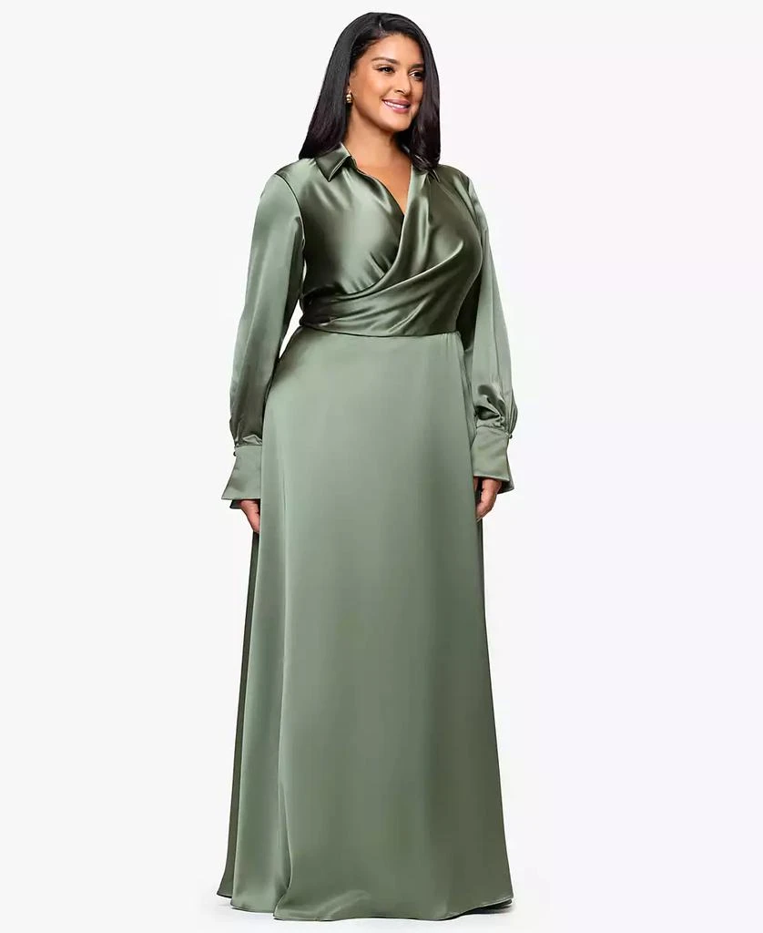 xscape a line dresses Black Long Sleeve A Line Mother Of The Bride Dress With Appliques main image 1
