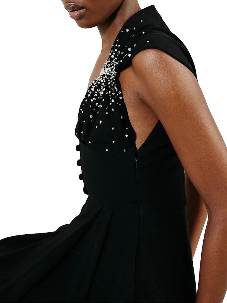 Prada Embroidered Cady Dress, Women, Black, Size 36