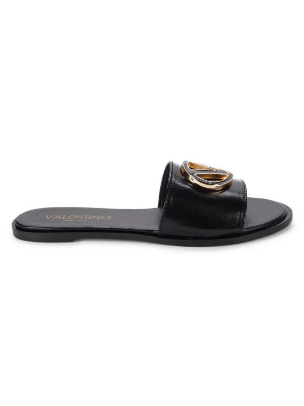 Mario Valentino Bugola Logo Leather Flat Sandals 1