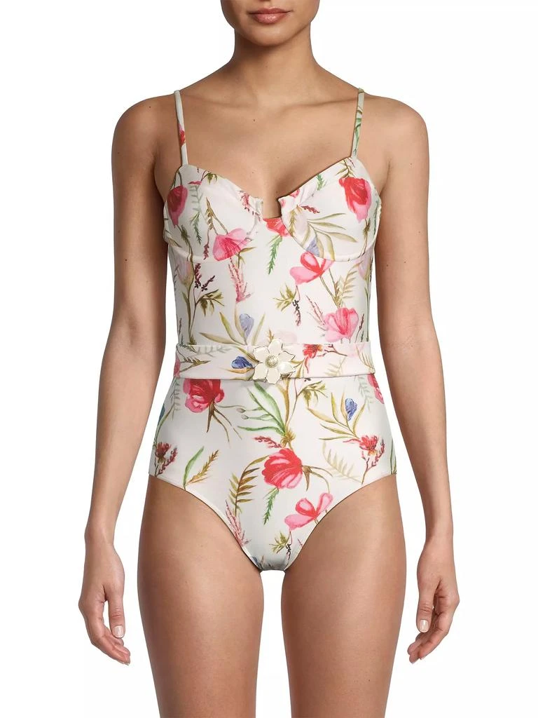 PatBO Viera Floral Tie-Waist One-Piece Swimsuit 3
