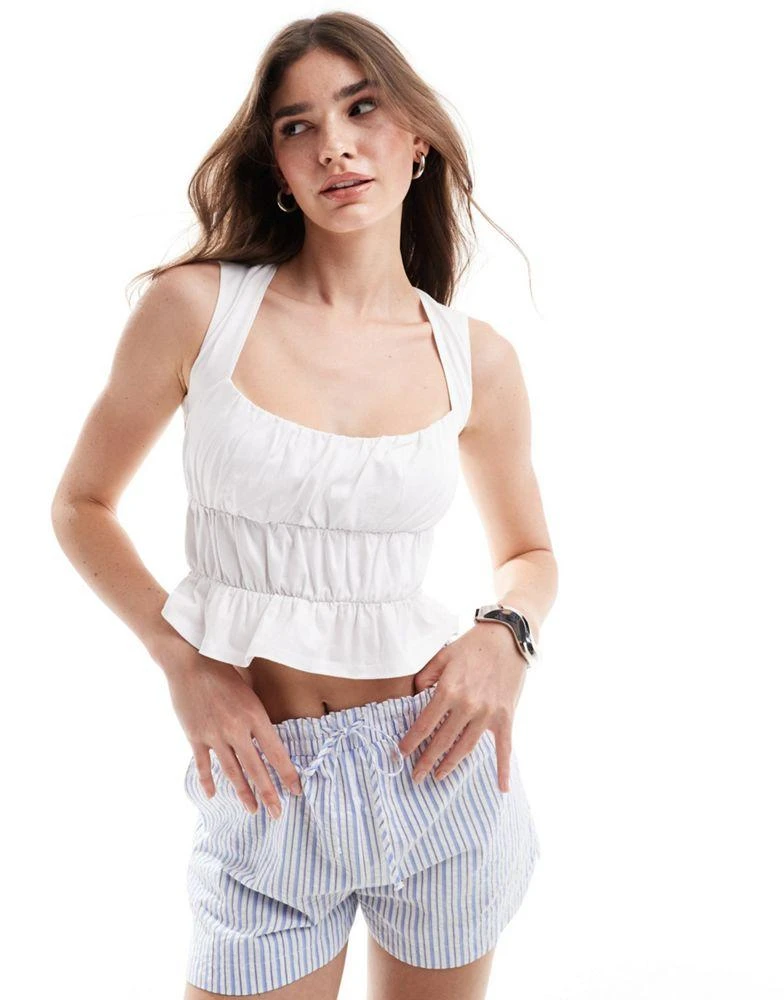 ASOS ASOS DESIGN backless milkmaid top with cap sleeves in white 1