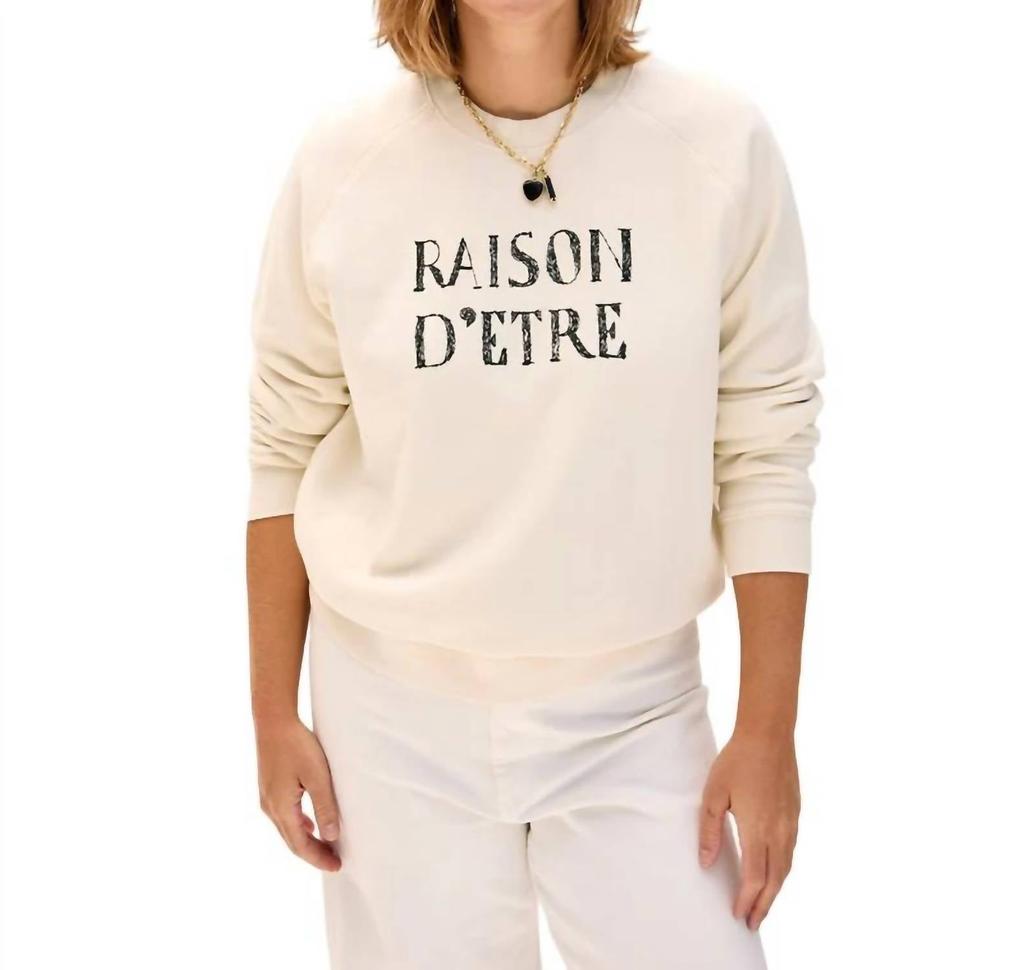 Shop Raison D'etre Sweatshirt In Cream W/ Black Embroidered on
