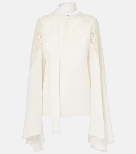 Elie Saab Elie Saab - Embroidered Georgette Lace Top - White