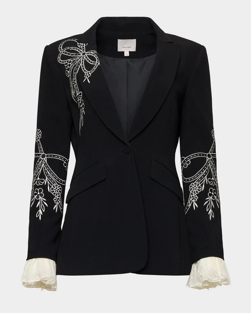 Cinq a Sept Cheyenne Embroidered Cascading Ribbon Blazer