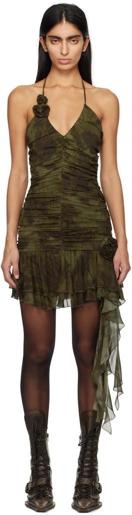 green emerald velvet dress Bambi Ruched Mini Dress Forest Green