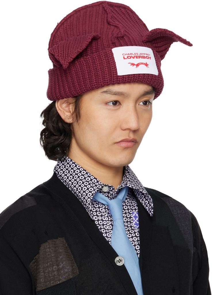 Charles Jeffrey Loverboy Burgundy Chunky Ears Beanie
