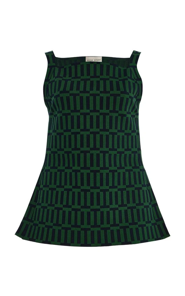 High Sport High Sport Asher Cotton-Blend Geo-Jacquard Apron Top - Moda Operandi