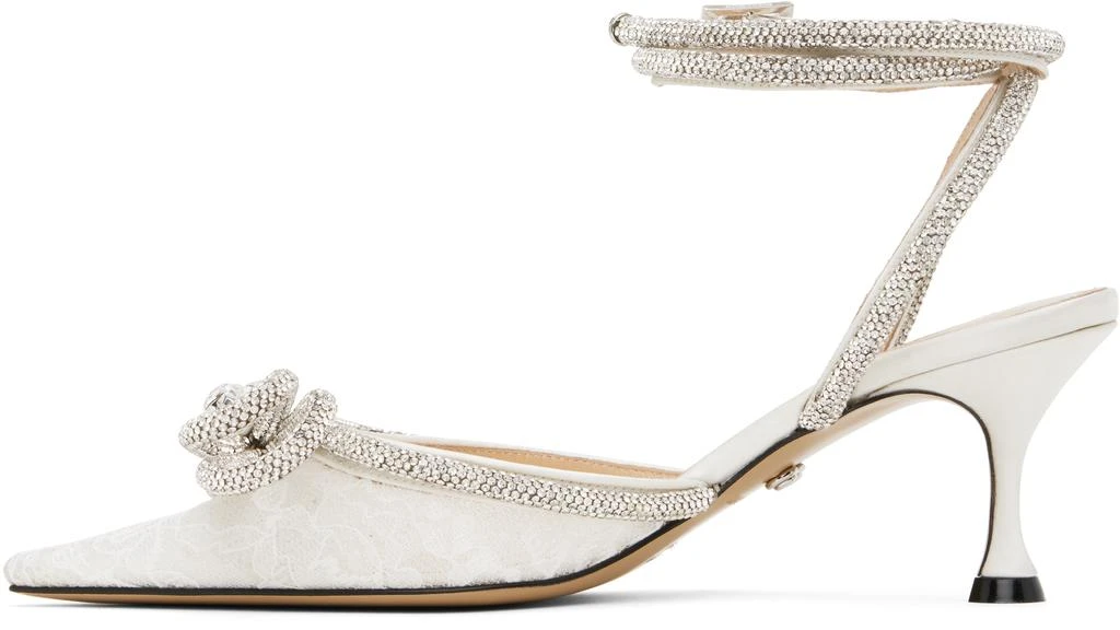 Mach & Mach White Lace Double Bow Kitten Heels 3