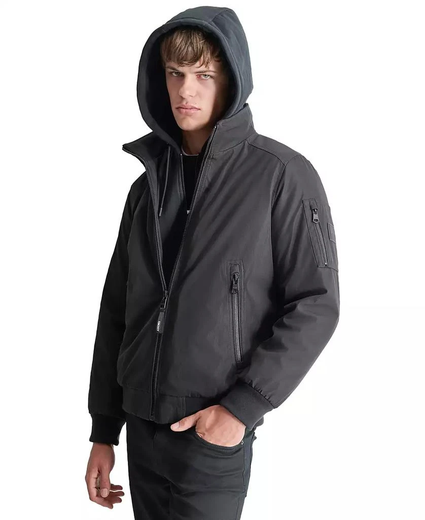 DKNY Men's Removable Hood Water-Resistant Bomber Jacket 4