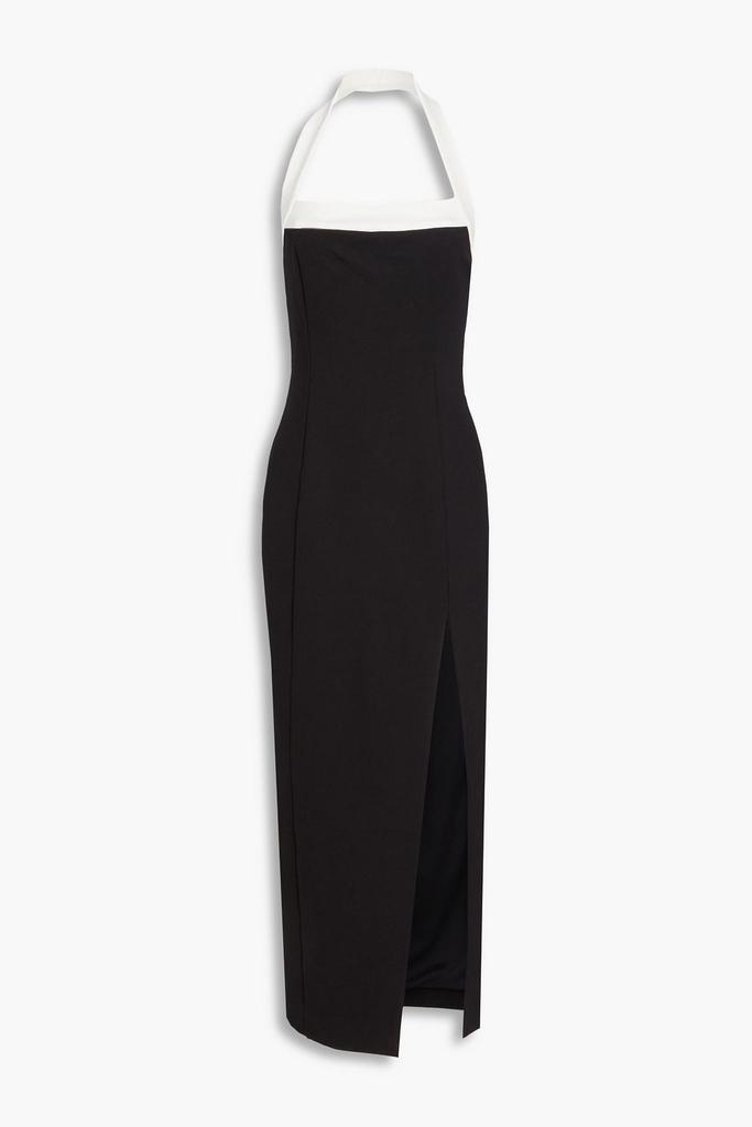 NICHOLAS Two-tone ponte halterneck midi dress