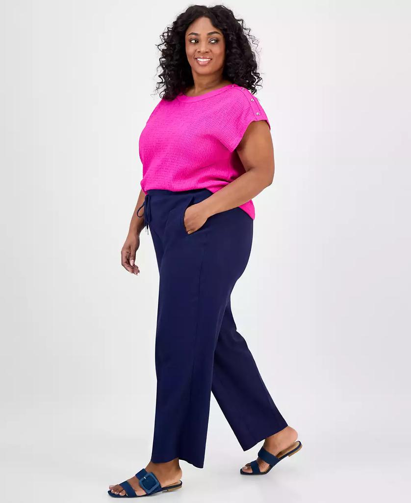 JONES NEW YORK Plus Size Linen-Blend Drawstring Pants