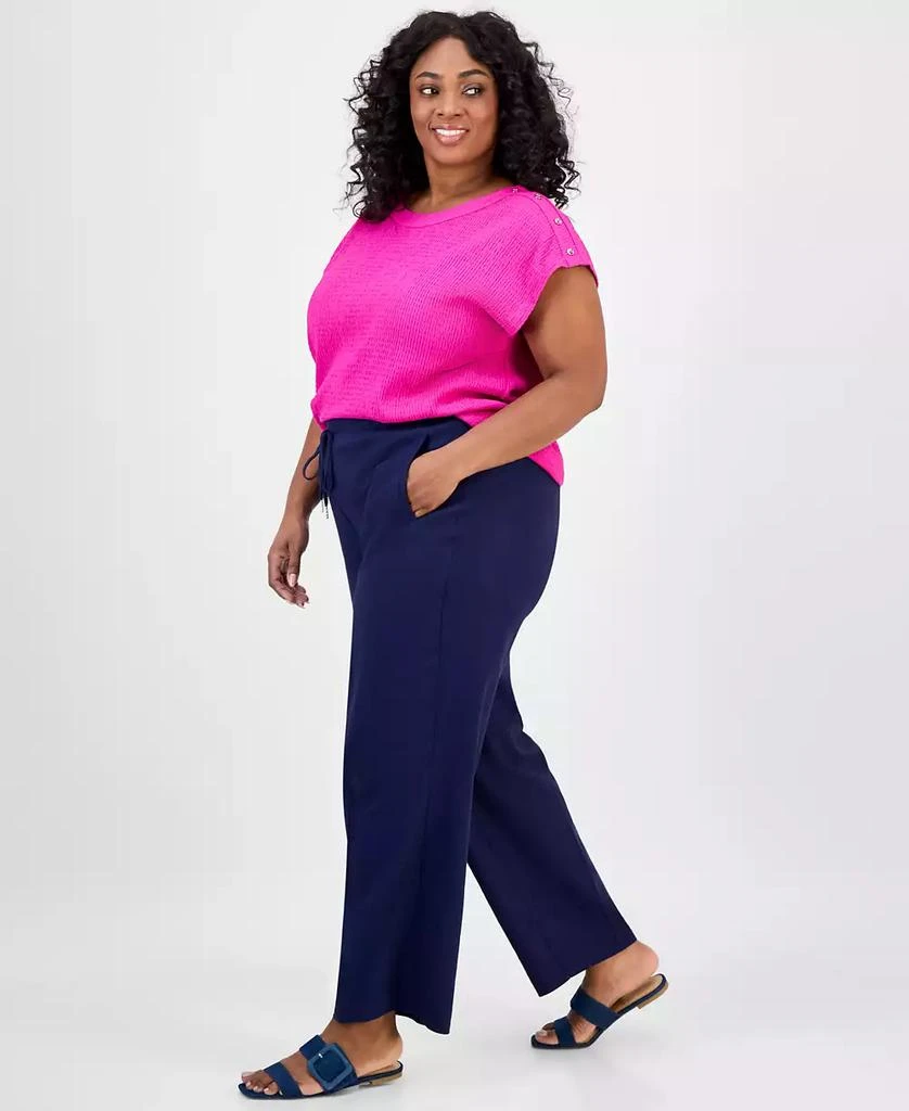 JONES NEW YORK Plus Size Linen-Blend Drawstring Pants 2