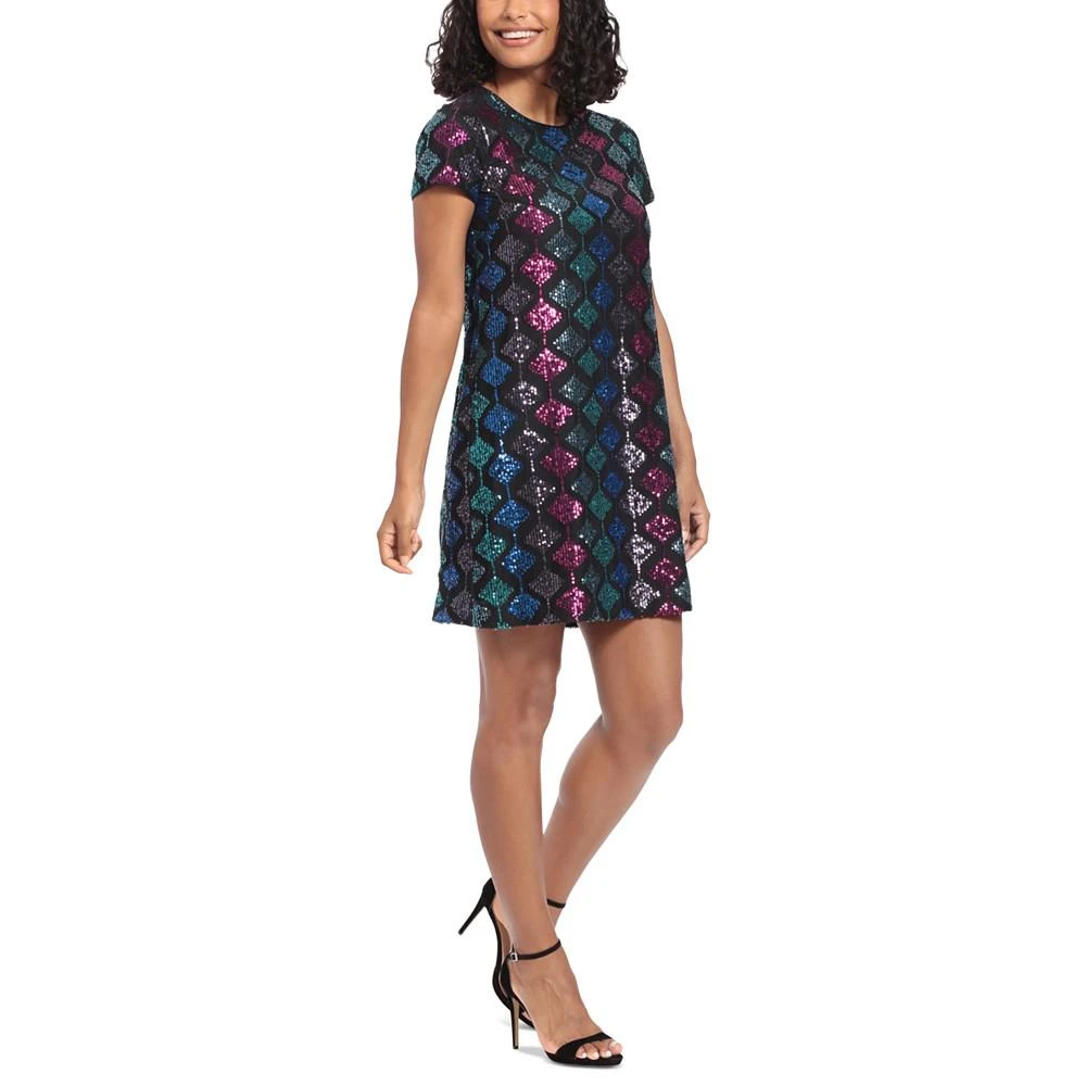 London Times Petite Short-Sleeve A-Line Sequin Dress 3