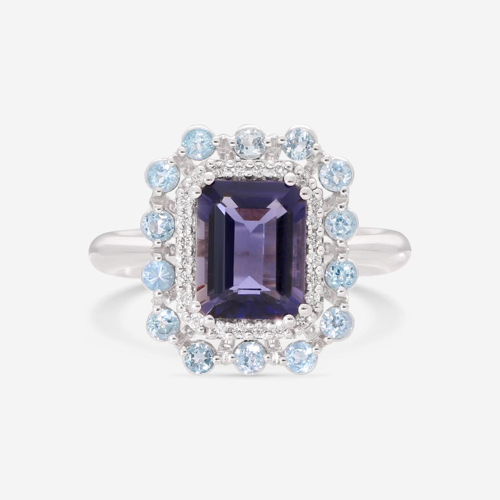 Giloro Giloro 18K White Gold Diamond, Tanzanite & Aquamarine Statement Ring P5017-108B