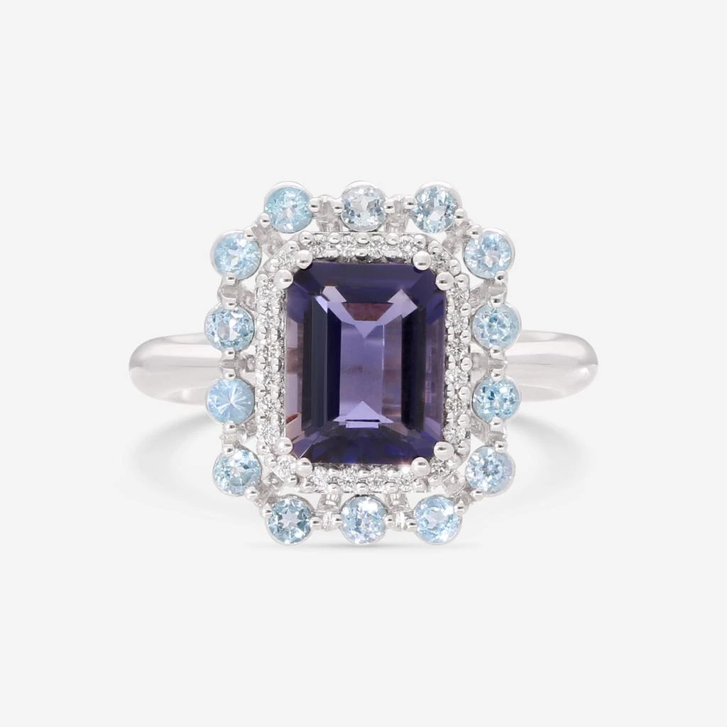 Giloro Giloro 18K White Gold Diamond, Tanzanite & Aquamarine Statement Ring P5017-108B 1